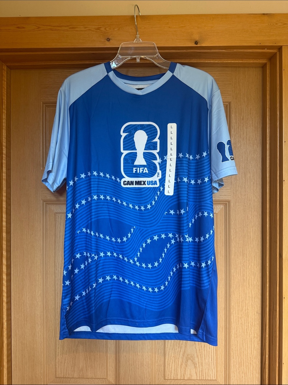 2026 FIFA World Cup Can Mex USA Blue Graphic Soccer Performance Jersey